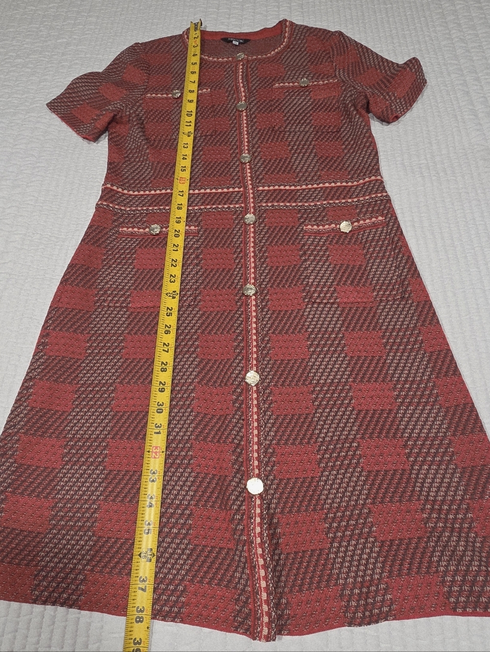 Misook Bold Plaid Tweed Knit Sheath Dress - Picture 4 of 7